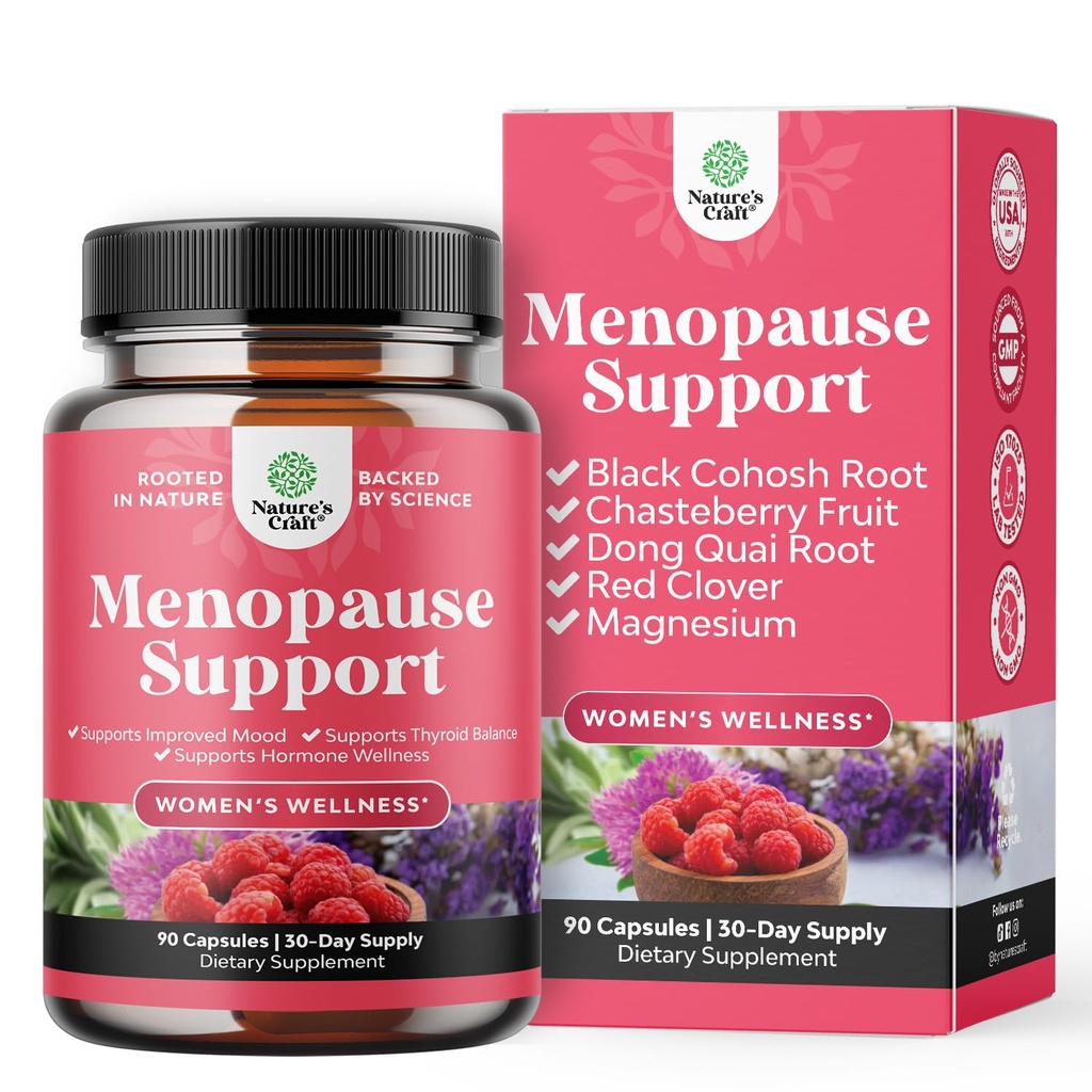 Kompletné bylinné menopauza Dodatok pre ženy - Multiprospešné Menopauza Ease Hormone Balance pre ženy pre nočné potenie Mood a ďalšie s Dong Quai Vitex Chaste Berry a Black Cohosh - Mini Caps