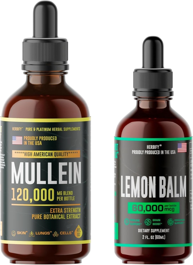 HERBIFY Bundle - Mullein Leaf Extract & Lemon Balm - Podpora dýchania a mozgu
