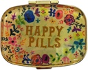 Happy Pills pilulky Organizátor roztomilé kovové pilulky Prípad cestovanie priateľsky prenosné kompaktné pilulky Box pilulky Kontajner držať Tylenol/vitamíny/rybový olej/doplnky/stredy/tableta pre Purse/Pocket