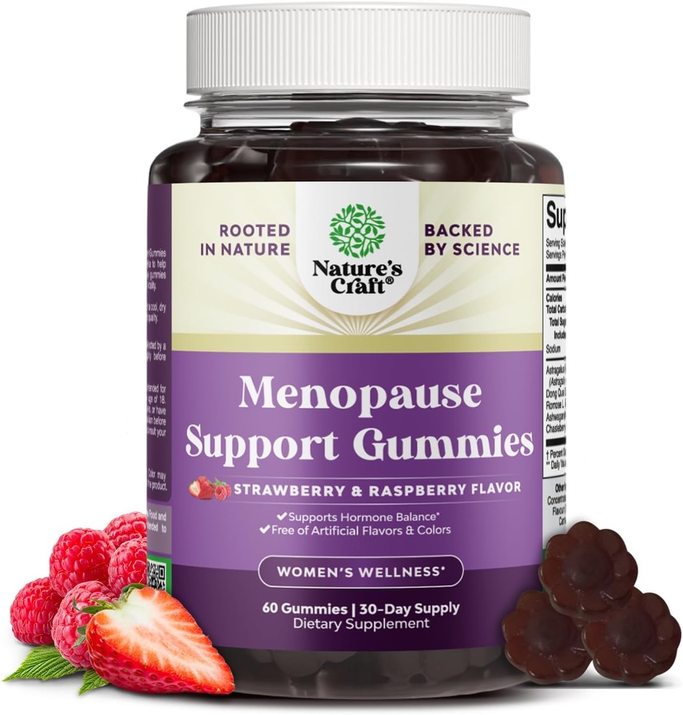 Womens Menopause Gummies with Dong Quai - Menopause Vitamins for Women with Ashwagandha - Holistic Support for Hot Flashes Night Sweats and Mood Swings - Pre & Post Supplements - 60 Count