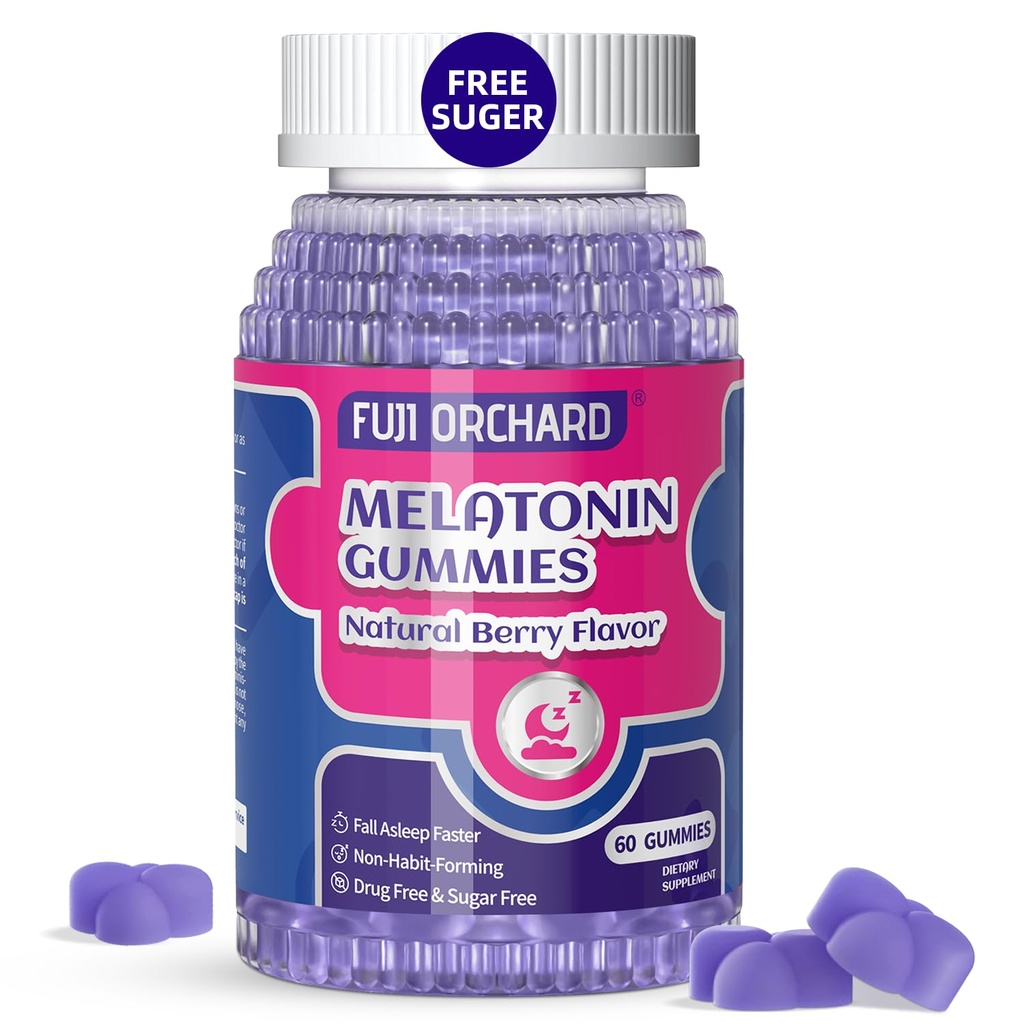 Melatonín Gummies 5mg - Natural Sleep Aid - Sleep Supplement - Sugar Free melatonin Gummies Zápas s horčíkom Pomáha spadnúť Asleep rýchlejšie a zostať Asleep dlhšie - 60 Gummies Vegan