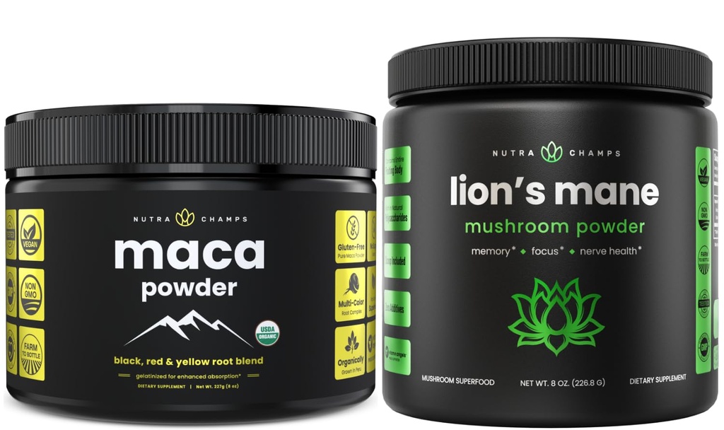 NutraChamps Organic Maca & Organic Lion Mane Powder
