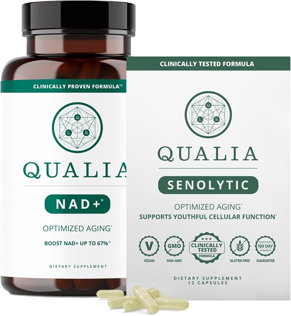 Qualia Life Sciences Bundle Qualia NAD+ & Qualia Senolytic, klinicky testované doplnok, môže zvýšiť NAD+, Starnutie doplnok