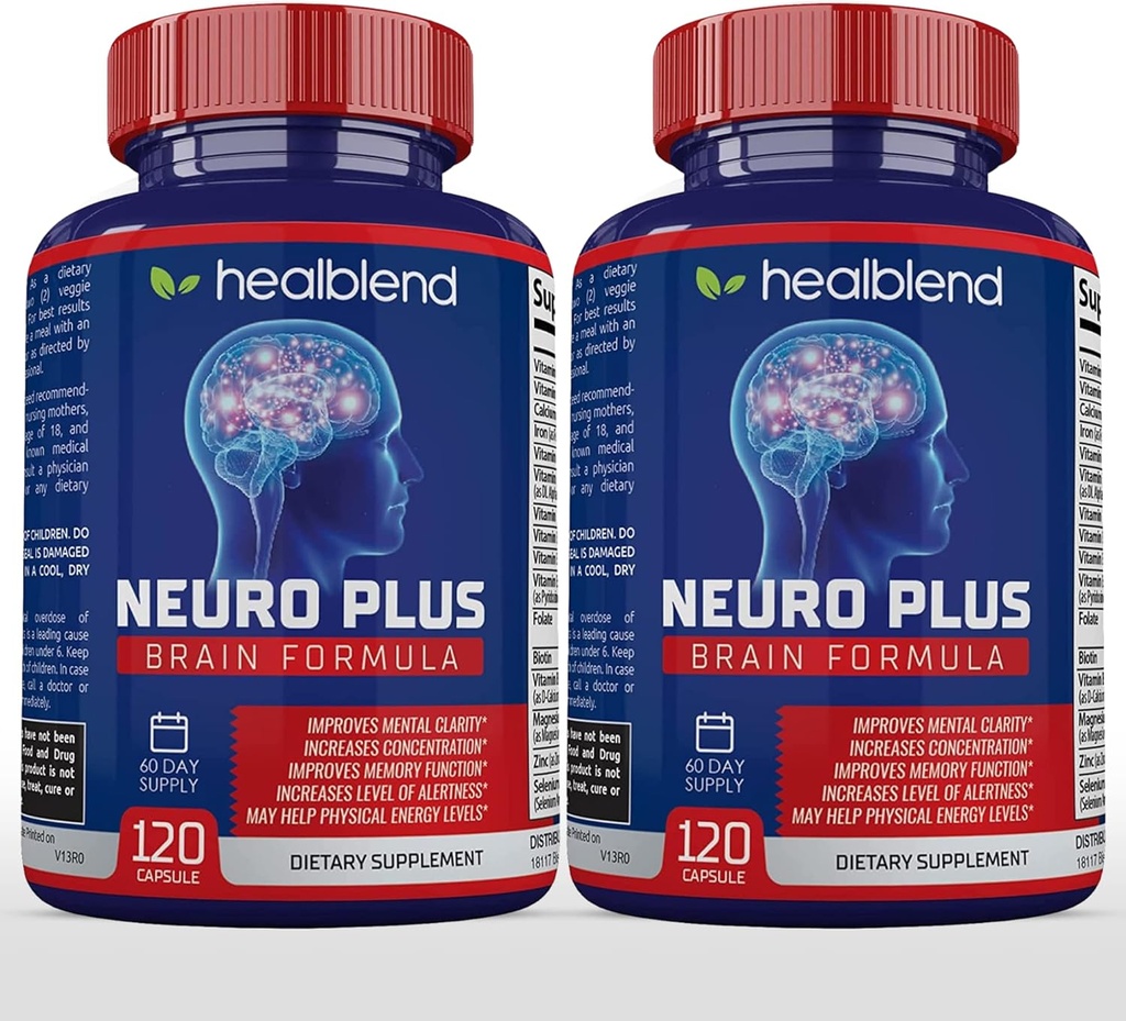 Neuro Plus Brain & Focus Formula - Nootropic Brain Booster doplnok, podporuje zdravie mozgu, duševné jasnosť a zameranie - zvyšuje koncentráciu a duševnú energiu 