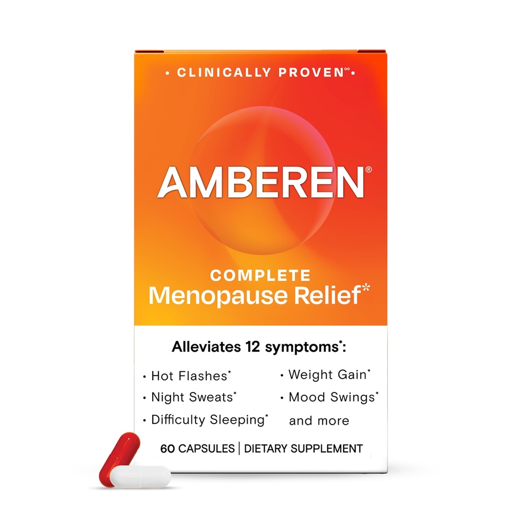 Amberen Menopauza Supplement for Women, 120 Kapsule, klinicky preukázané, pomáha podporu Hormon Balance, pomáha uľaviť 12 Menopauza Príznaky: Hot Flash, Nočné potenie, Mood Swings a ďalšie