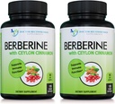Berberine s cejlonskou škoricou - 1200mg Berberine & 100mg Organic Ceylon škorica - 120 Veggie Kapsule, Zdravý imunitný systém Kardiovaskulárny a gastrointestinálny wellness (Stock of 2)