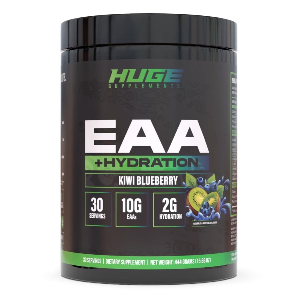 Obrovské EAA Supplement, Najvyššie dávkované Essential Amino Acides Powder, 12,85 g EAAs & 8 g BCAA per Serving, Maximize Muscle Growth, Recovery & Performance (Kiwi Blueberry, 17,73 Oz.)