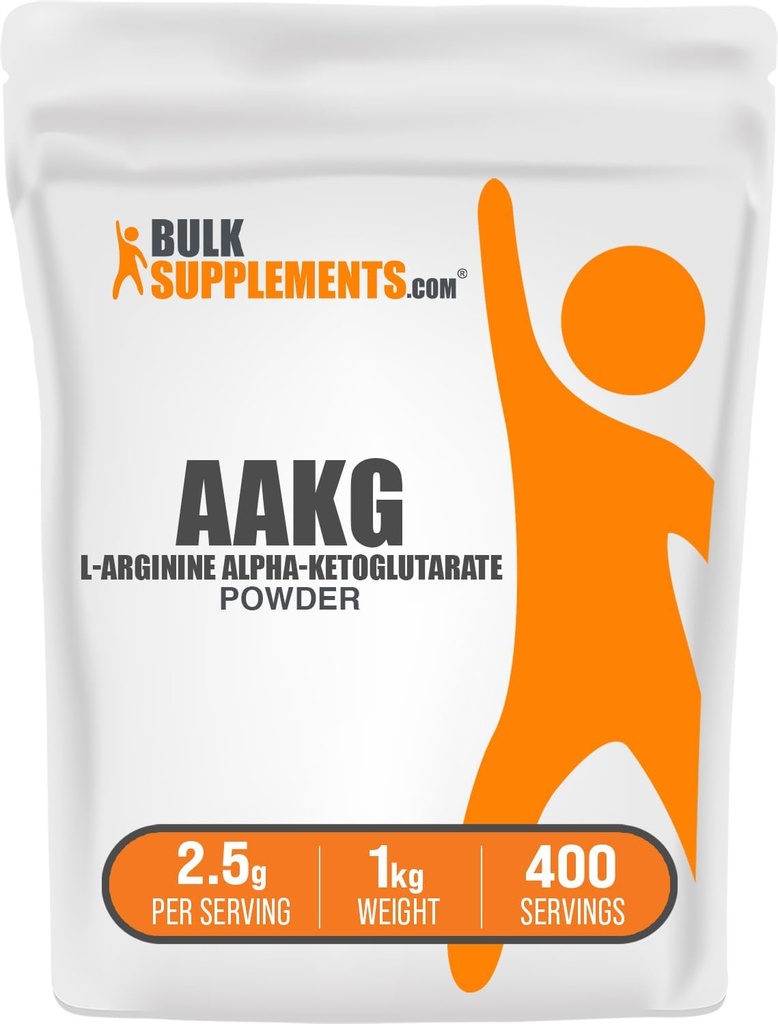 BulkSupplementments.com AAKG Powder - Arginin AKG Supplement, Nitric Oxide Supplement, Unflavred & Gluten Free, 2,5g per Serving, 1kg (2,2 lbs) (Pack of 1)