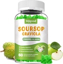 Bezcukrová sourop Graviola Gummies - Organic Soursop Leaves & Fruit Extract - Tráviaca pomoc, Immune Support & Antioxidant Vlastnosti - 60 Apple Ochutené Gummies