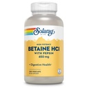 Solaray High Potency Betaine HCL s Pepsinom - Doplnkom kyseliny chlorovodíkovej pre tráviace zdravie - s betaínom hydrochloridom a tráviacimi enzýmami - Podpora zdravia Gut - 60-dňová záruka, 250 VegCaps