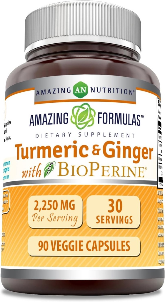 Amazing Formules Turmeric Curcumin & Ginger with BioPerin Supplement 