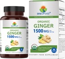 Brieofood Organic Ginger 1500mg, 45 Servings, Vegetarián, Gluten Free, 90 Vegetariánske tablety