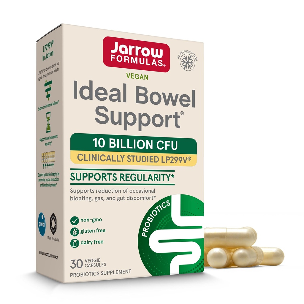 Jarrow Formuly Ideálne Bowel Podpora - 10 miliarda CFU za obsluhu - Podpora Bowel - Znižuje klíčenie, plyn a intestinálne nepohodlie - Až 30 Slúži (Veggie Caps)
