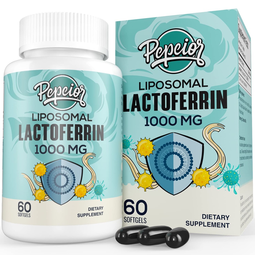 Lipozomálna bovinná laktoferín 1000 mg - vyššia absorpcia - na absorpciu železa a imunitné funkcie Lactoferrín Doplnky pre dospelých, 60 softgelov