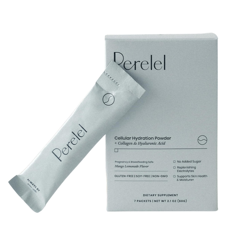 Perelel Hydration Powder, Electrolyte Supplement with Collagen & Hyaluronic Acid, Mango Lemonade Flavor, Soy & Gluten Free, Non GMO, No Added Sugar, 7 Servings
