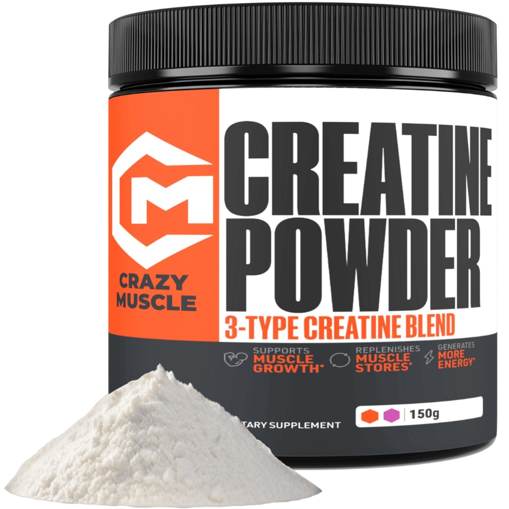 Crazy Muscle Creatin Monohydrát prášok, 5000mg Premium 3X TriAtine pred tréningom Mass Gainer, Vysoká absorpcia Ľahko vziať prášok Optimálny výkon pre mužov a ženy, 30 Servivné
