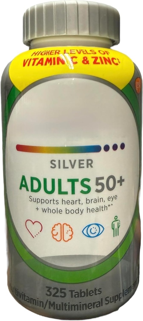Silver Adults 50+, Multivitamin & Multimineral Dietary Supplement, Vitamin C & Zinc, 325 Tablets
