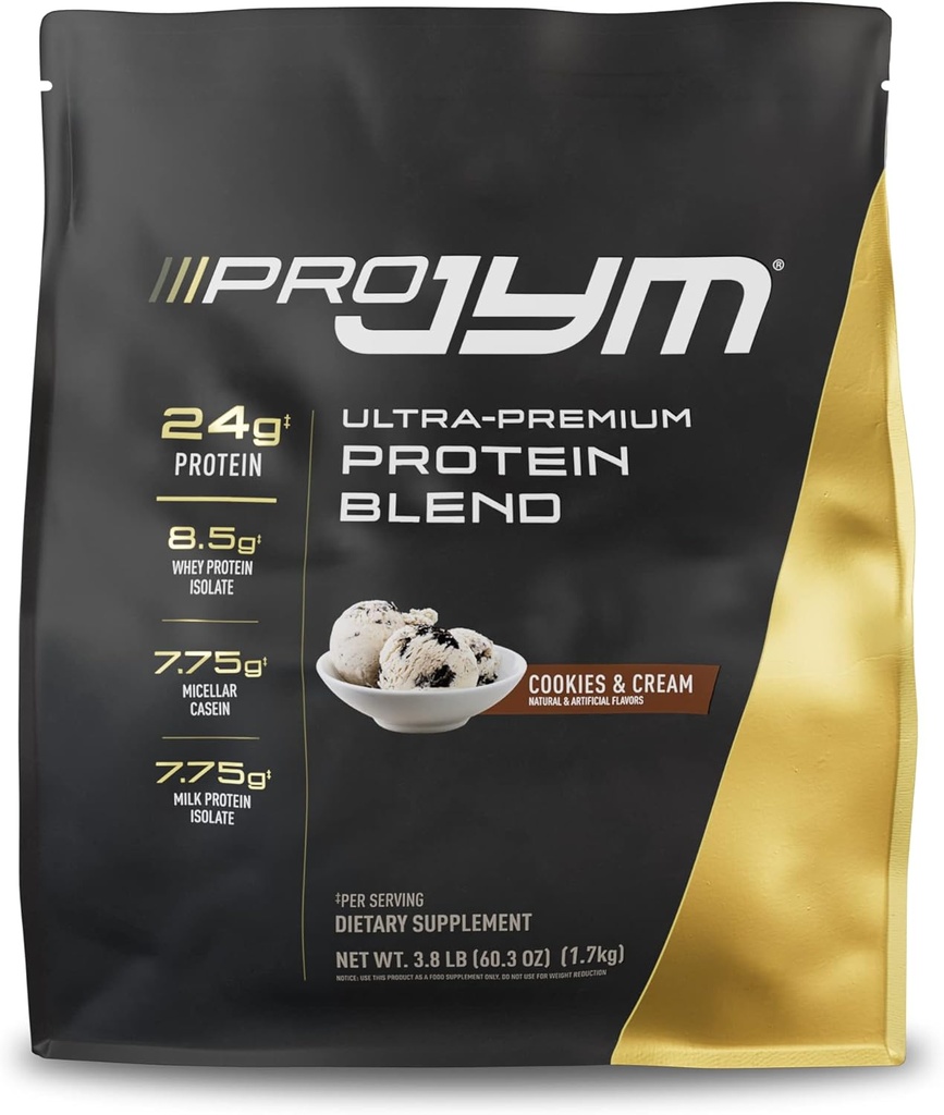 Pro JYM Cookies & Cream Protein Powder - Srvátkové proteíny Izoláty, Kazeín, & Mliečny proteín, Lean Muscle Building pre mužov a ženy, JYM Supplement Science, 45 Serviv