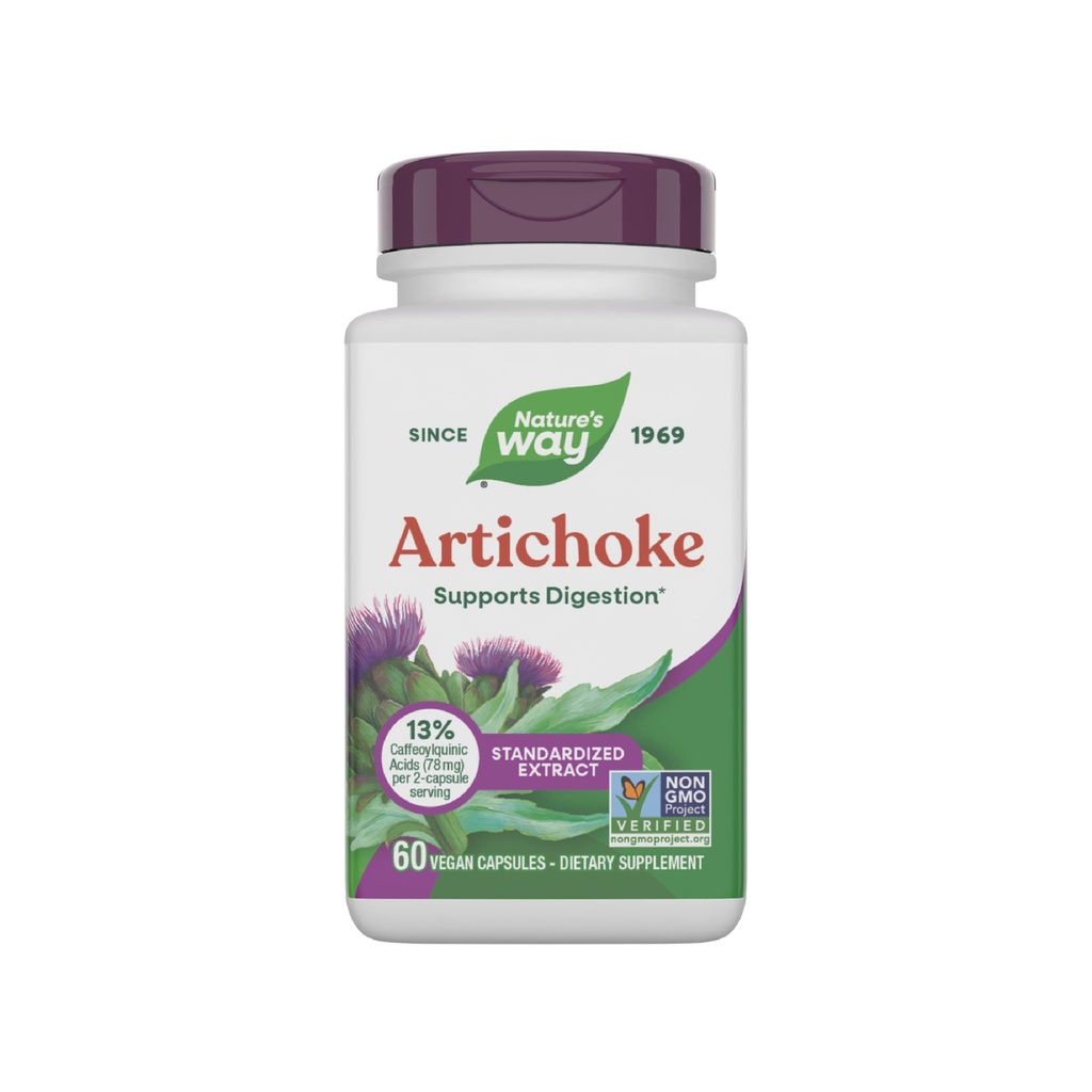 Nature's Way Artičoky, Podpora trávenia*, Non-GMO projekt Overené, Vegan, Gluten-Free, 60 Kapsule (Packaging May Vary)