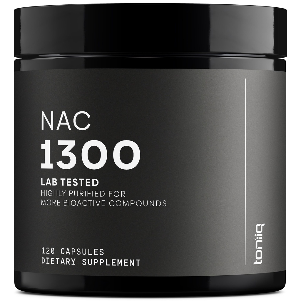 Toniiq 1300mg NAC - 2-mesačná zásoba - min. 98%+ Testovaná čistota - Ultra vysoká sila Biodostupná NAC Cysteine Supplement - 120 Vegetariánov N Acetyl Cysteín Kapsule -Lab Testovaný TQ