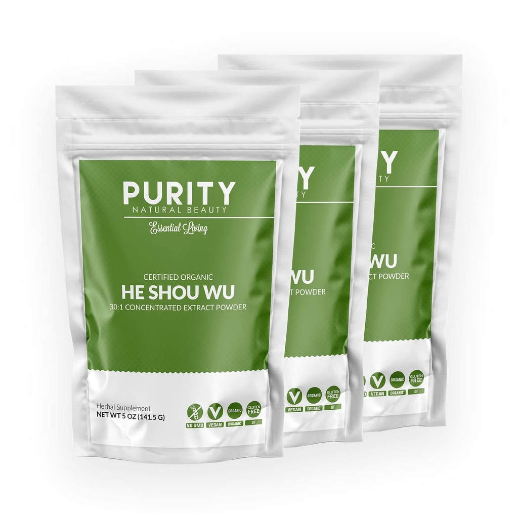 Certified Organic He Shou Wu - Veľký 5oz Bag 30:1 Koncentrovaný-Fo-ti - Organické Foti Extract- Foti He Shou Wu Organic (Pack of 3-15 Ounces)