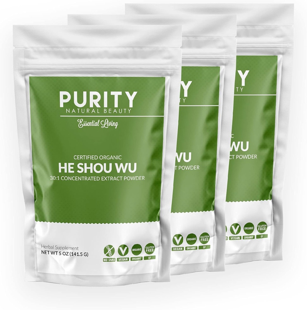 Certified Organic He Shou Wu - Veľký 5oz Bag 30:1 Koncentrovaný-Fo-ti - Organické Foti Extract- Foti He Shou Wu Organic (Pack of 3-15 Ounces)