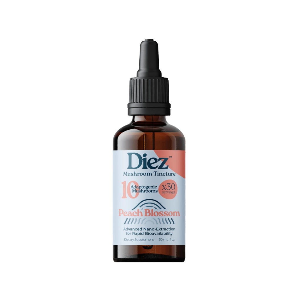 DIEZ 10-in-1 Master Blend Mushroom Tincture (38.46% ABV) – Hypersonic Nano-Emulsified Liquid Extract – Lion’s Mane, Reishi, Cordyceps, Chaga & 6 More – Brain Focus & Immune Support – 1oz (30mL)