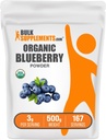 BulkSupplementments.com Organic Blueberry Powder - Antioxidant Support, Bluberry Supplement - Vegan & Gluten Free, 3g per Serving, 500g (1,1 lbs) (Pack of 1)