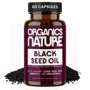 ORGANICS NATURE Black Seed Oil Capsules 1000MG Per Serving Vegan Softgels, Hair, Skin, & Heart Support, Nigella Sativa - 100% Cold Pressed Cumin Seed Oil Capsules High Thymochinón, Omega 3s