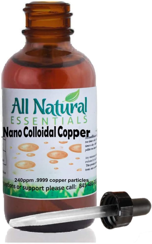 Nano Koloidné Minerály Supplement Tekuté Koloidné Minerálne 2oz 240ppm Fľaša Košer Meď všetky prírodné pre dospelých, Muži, Ženy, Deti (Dropper)