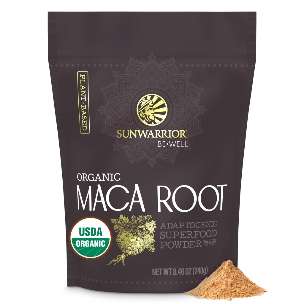 Sunwarrior Organic Maca Root Powder Yellow 8 Grams of Adaptogenic Superfood per Serving Supports Energy, Stamina, Mood & Balance Peruvian Maca Powder for Vitality & Wellness Non-GMO Vegan 30 Servings