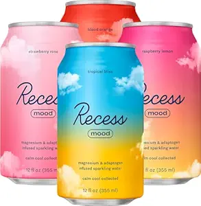 Recess Mood Magnézium & Adaptogen Drink, Relaxačný nápoj, 12 Ounce (Paradise Sampler Odrodové balenie, 12 Balenie)