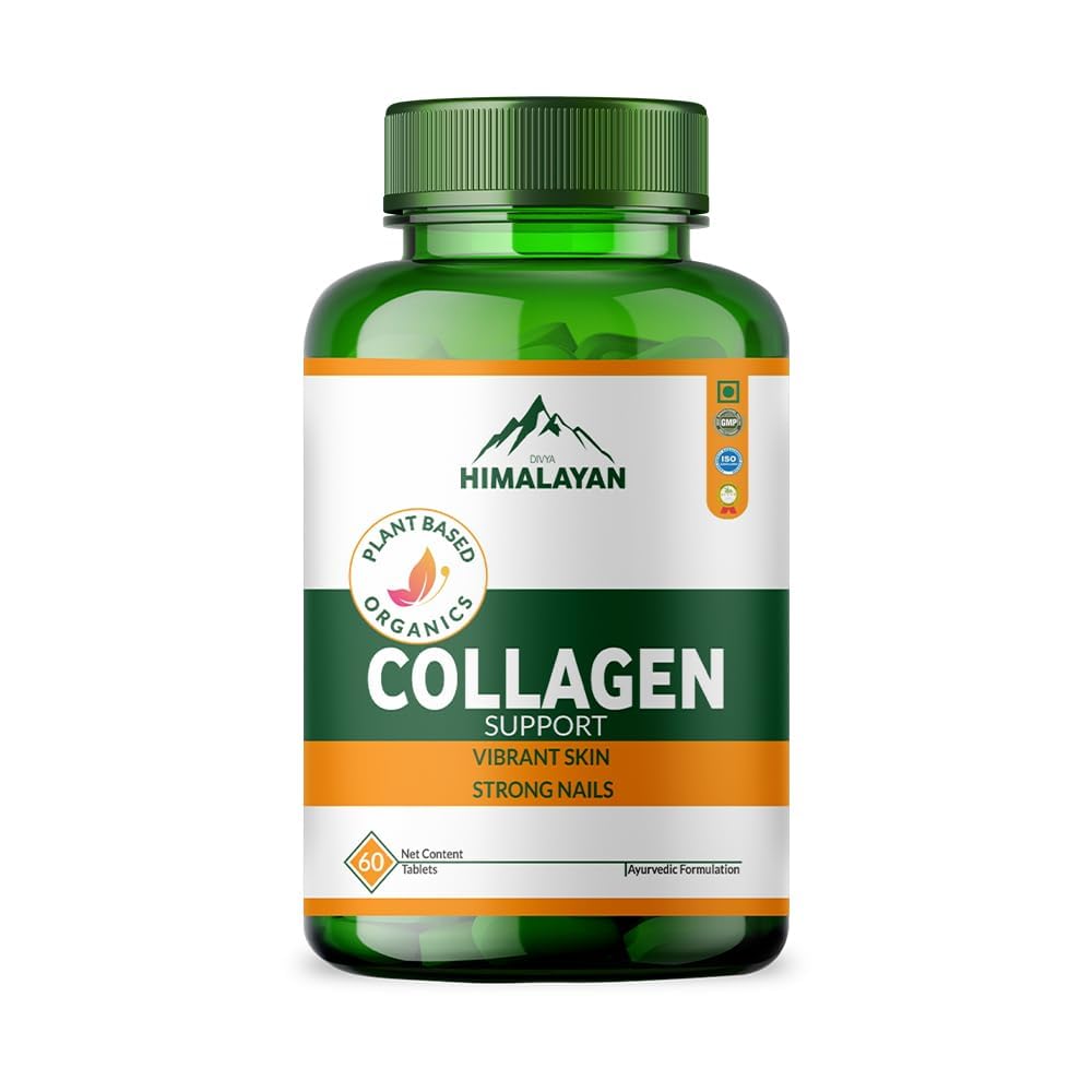 Divya Himalayan Multi Collagen Capsules - Type I, II, III, V, X - with Hyaluronic Acid, Biotin & Vitamin C - for Hair, Skin, Nail, Bone & Joint Support - 60 Capsules - Non-GMO