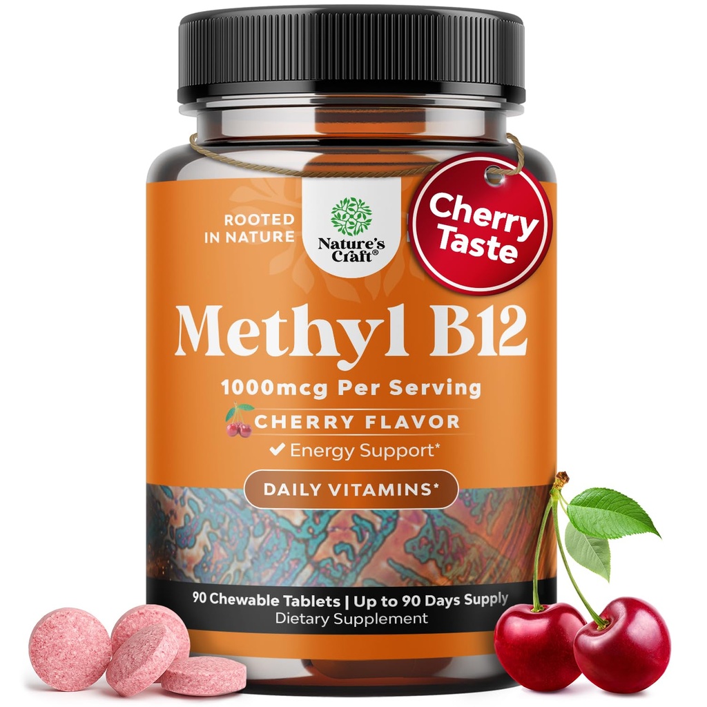 Žuvateľný vitamín B12 1000 mcg - Metylovaný B12 Vegánsky vitamín na podporu mozgu prírodná energia - Kosť zdravie očné starostlivosti a nálada Boost s vlasmi kože a nechtov Halal Vitamíny