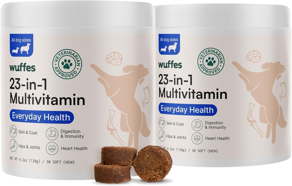 Nádoby 23-v-1 Žuvateľný pes Multivitamín a Doplnky Bundle - pes Multivitamín pre malé a veľké plemeno - 2 balenie - 60 počet