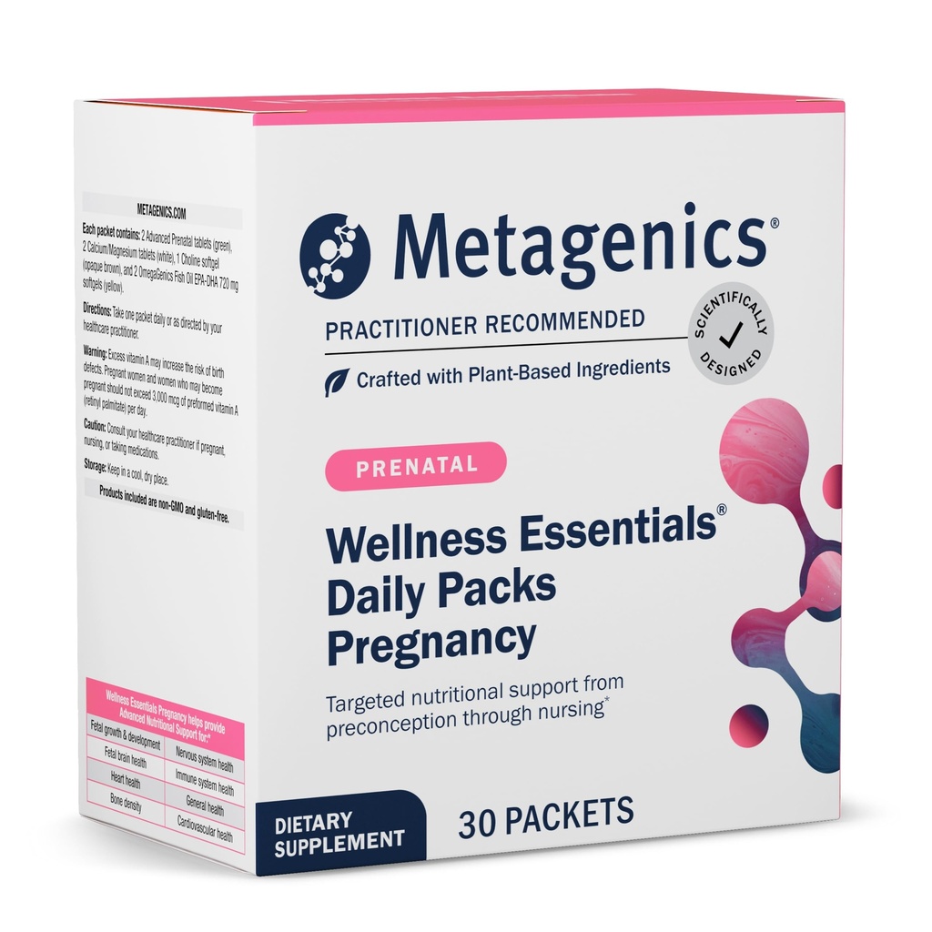 Metagenics Wellness Essentials Tehotenstvo Denné balenia - Prenatálne, Tehotenstvo a ošetrovanie* - s Omega-3 Mastné kyseliny - Folát a antioxidanty - Multivitamíny pre ženy - 30 paketov