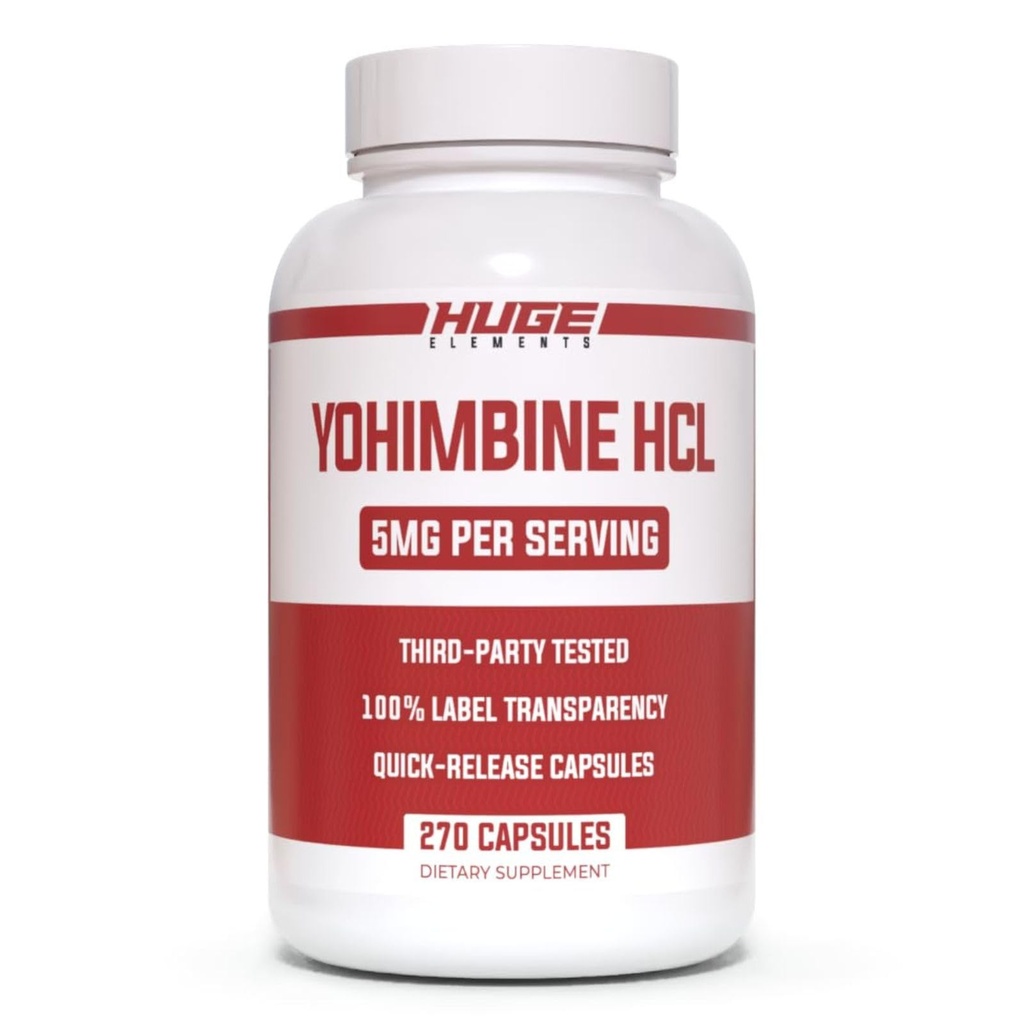 Obrovské doplnky Yohimbine HCl 5mg, Tretia strana testované, strata tuku a energetická podpora, Advanced Performance Formula pre telo rekompozícia - 270 Veg Kapsule