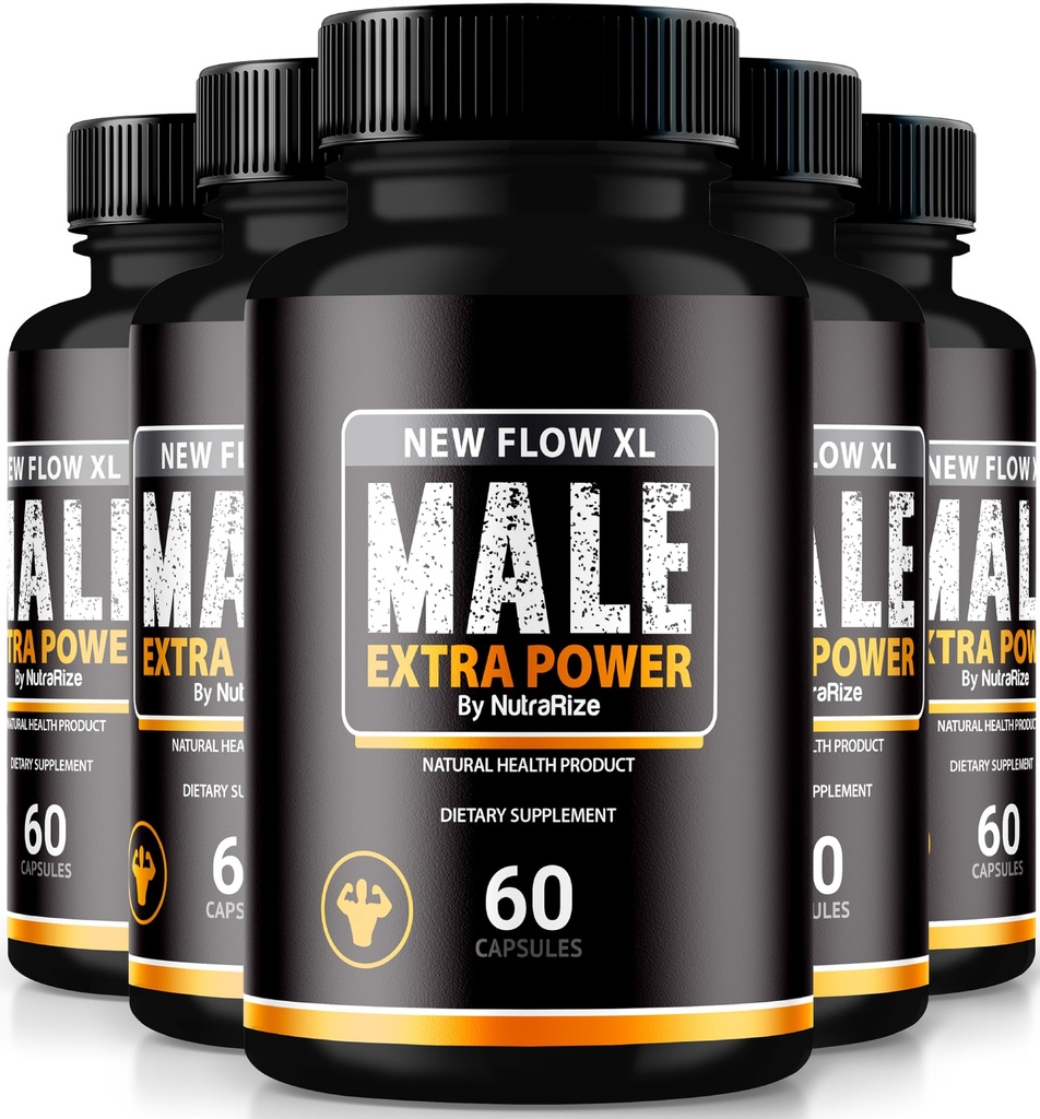 NutraRize (5 Pack) New Flow XL Capsules for Men, NewFlow XL Male Pills, All Natural Formula for Muscle Mass and Maximum Performance, Official NewFlowXL Reviews (300 Capsules)
