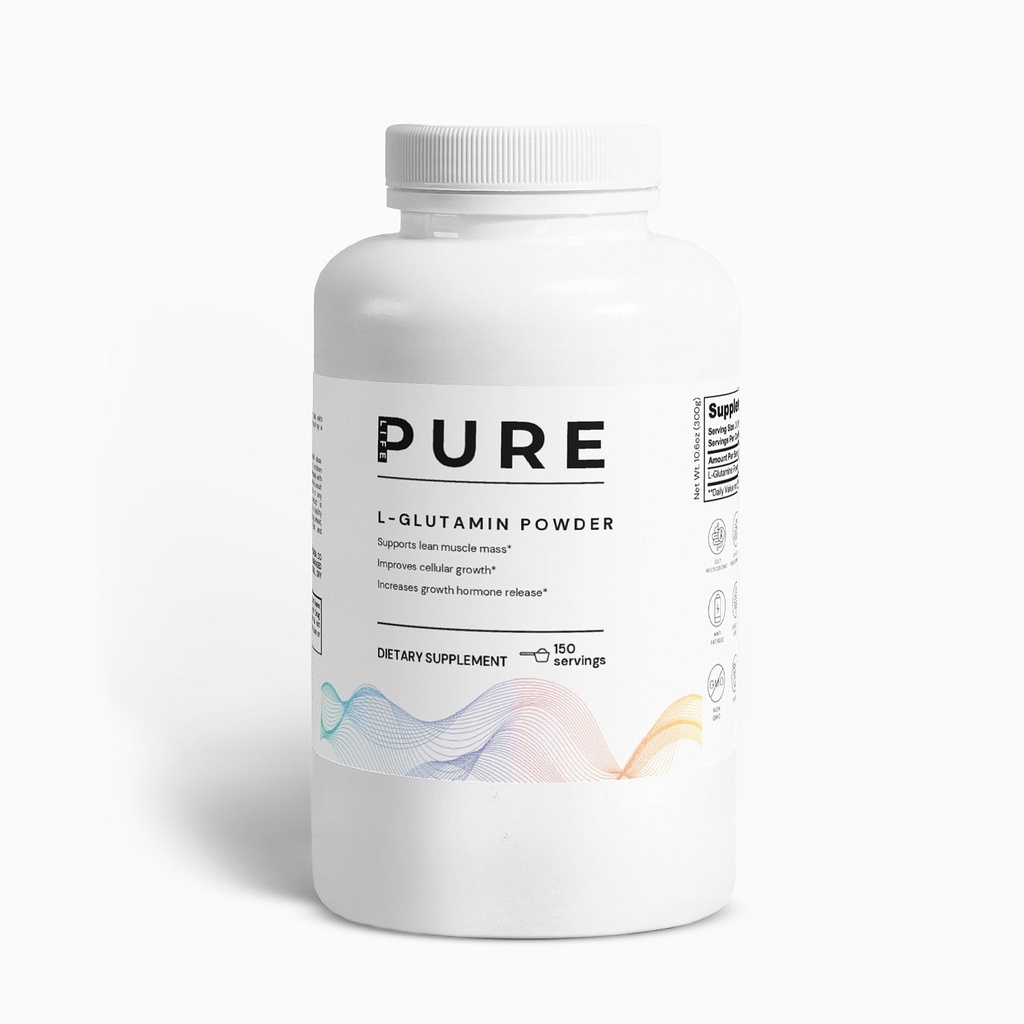PURE LIFE L-Glutamine Powder – 10.6oz (300g) – Unflavored Pure L-Glutamine Supplement Powder for Energy, Muscle Support & Gut Health – Made in USA
