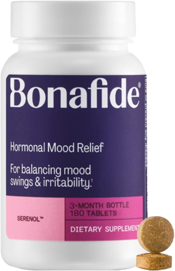 Serenol od Bonafida. Relief from Hormonal Mood Swings, Drážditeľnosť, & PMS Bloating.