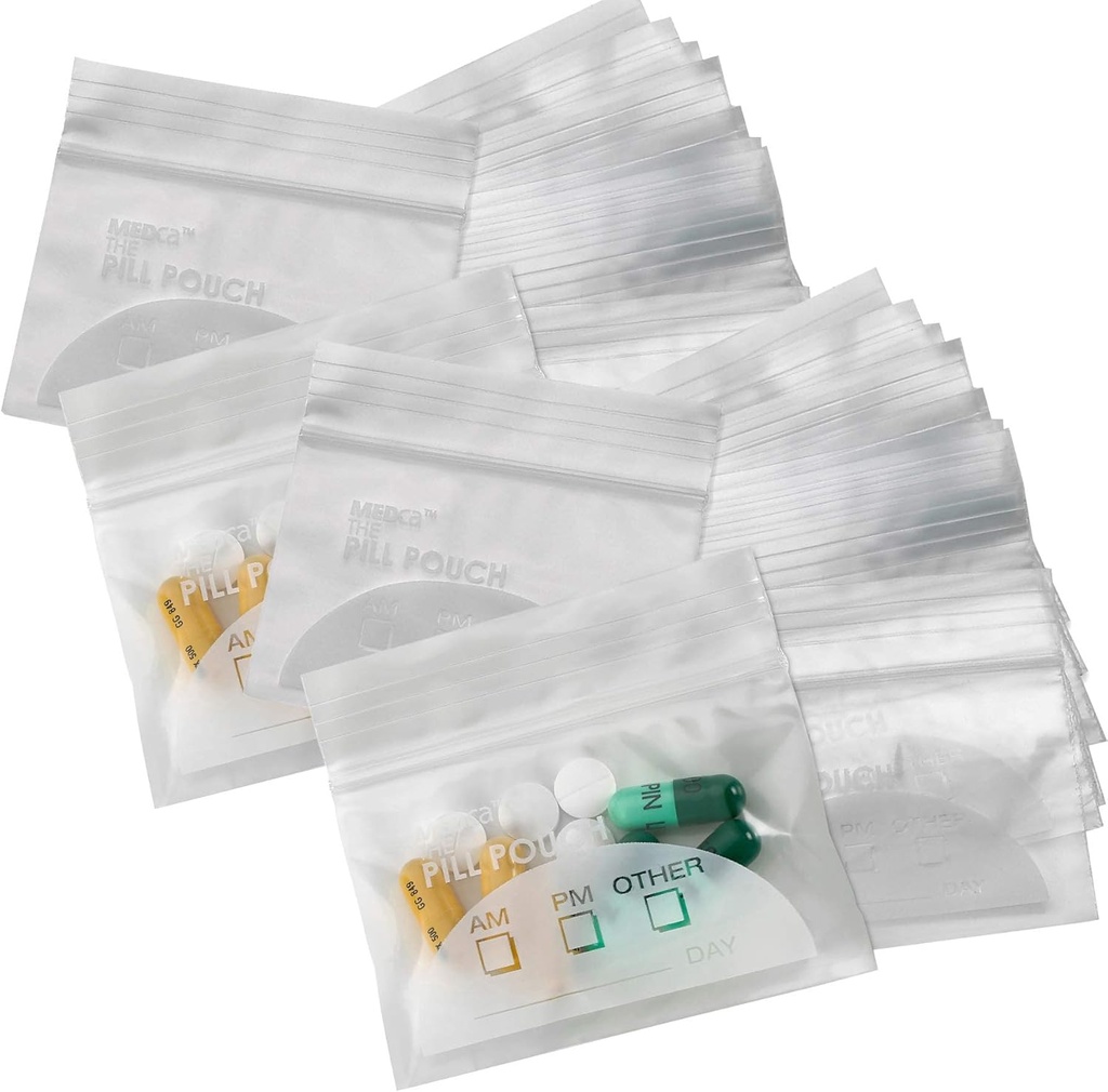 Pill Pouch Bags - (Pack of 400) 3" x 2.75" - BPA-Free, Poly Bag Disposable Zipper Pills Baggies, Daily AM PM Travel Medicine Organizer Storage Pouches, Best Clear Reusable with Write-on Labels
