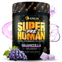 ALPHA LION Superhuman Pre Workout Powder, Beta Alanine, L-Taurine & Tri-Source Caffeine for Sustained Energy & Focus, Nitric Oxide & Citruline for Pumpa (21 Servings, Grapezilla)