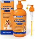 Wild Aljašský lososový olej pre psy a mačky, rybí olej Omega 3 Doplnky s EPA a DHA pre kožu a kožu, Immune, mozog, Spoločné a srdce zdravie, pes a mačka rybí olej doplnky s čerpadlom- 8 oz
