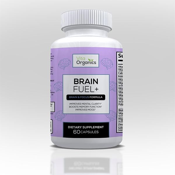 Brain Fuel+ DMAE Blend Memory Supplement for Focus, Mood, Mental Energy od Busy Muži a ženy - 60 Kapsule, Made in USA