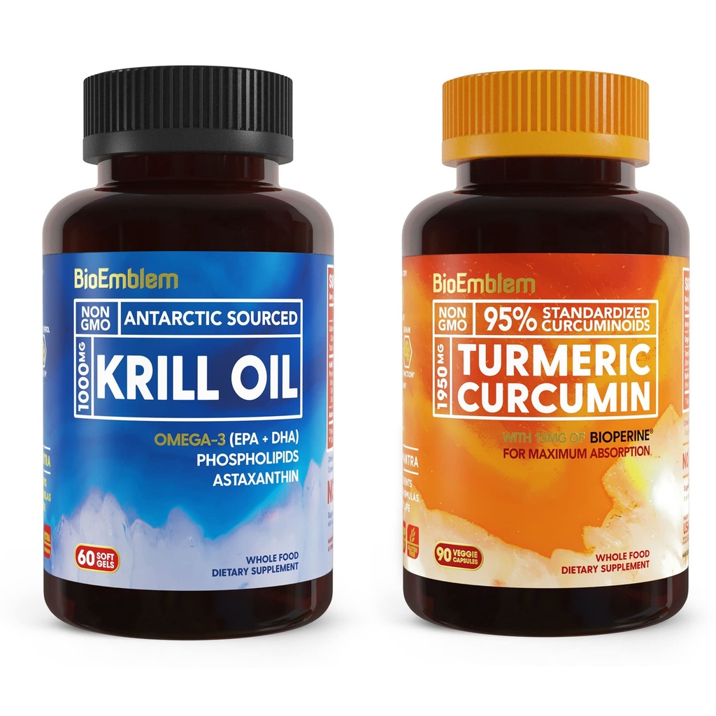 BioEmblem Antarktída Krill Oil Supplement Turmerica Curcumin Supplement with BioPerene