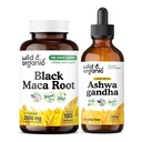 Wild & Organic Black Maca Root 180 Capsules & Ashwagandha Tincture 4 fl oz