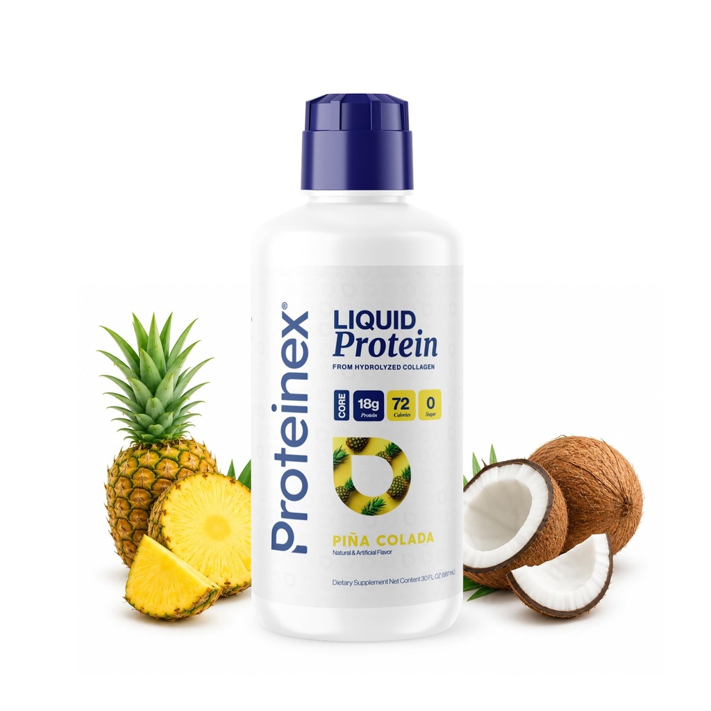 Proteinex Medical Grade Tekutý hydrolyzovaný proteín Max. sila - podporuje hojenie rany a lekár Doporučené - žiadne sacharidy, Zero Cukry a pripravený piť tekutý proteín (Prírodný Pina Colada, 30 Fl Oz)