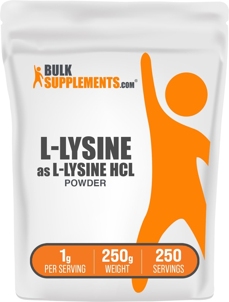 BulkSupplementments.com L-lyzín prášok - Lyzín doplnok, Essential Amino Acid, for Immune Support - Gluten Free, 1g per Serving, 250g (8,8 oz) (Pack of 1)