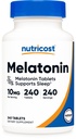 Nutricost Melatonin 10mg, 240 Tablety - 10mg Per Serving, non-GMO, Gluten Free
