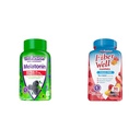 Vitafusion Extra sila Melatonín Gummy vitamíny, 5 mg, 120 ct Gummies & Fiber Well Supplement bez cukru Fiber, Peach, Jahodové a BlackBerry Ochutené doplnky, 90 Počet